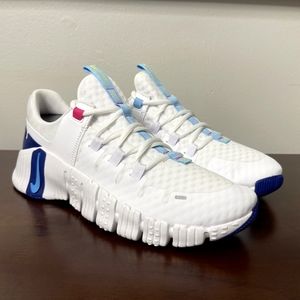 Nike Women's Free Metcon 5 Training Shoes White/Blue, Breathable, lightweight